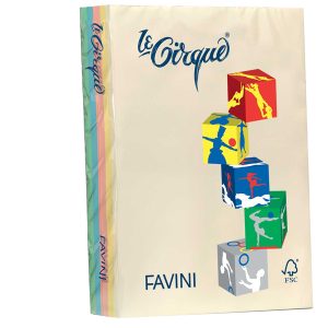 Carta Le Cirque - A4 - 80 gr - mix 5 colori pastello - Favini - conf. 500 fogli - immagine 1