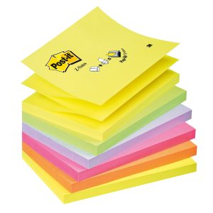 Blocco Post-it Super Sticky Z Notes - R350NR - 76 x 127 mm - assortiti neon - 100 fogli - Post-it - immagine 2