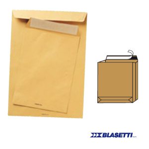 Busta a sacco Monodex - soffietti laterali - fondo quadro - strip adesivo - 30 x 40 x 4 cm - 120 gr - avana - Blasetti - conf. 250 pezzi - immagine 1