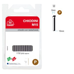 Chiodini M15 per fissatrici - con testa - 15 mm - acciaio - Romeo Maestri - conf. 1700 pezzi - immagine 1
