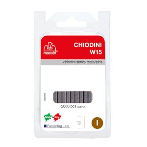 Chiodini W15 per fissatrici - senza testa - 15 mm - acciaio - Romeo Maestri - conf. 2000 pezzi - immagine 2