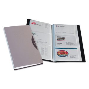 Portabiglietti da visita Office Suites - 120 tasche - con custodia - 11,4x19,2 cm - silver - Fellowes - immagine 1