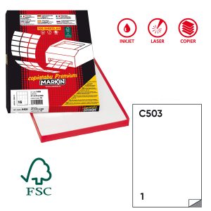 Etichette adesive extra forti C/503 - in carta - permanenti - 21 x 29,7 cm - 1 et/fg - 100 fogli - bianco - Markin - immagine 1