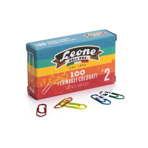 Fermagli metallizzati - n. 2 - 2,6 cm - colori assortiti - Leone - conf. 100 pezzi - immagine 1