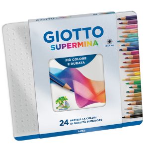 Pastello Supermina - mina 3,8 mm - colori assortiti - Giotto - astuccio in metallo 24 pezzi - immagine 1