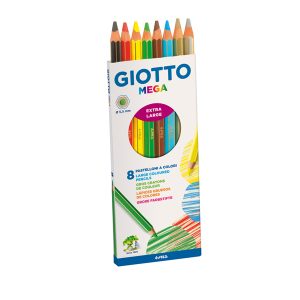 Pastelli colorati Mega - diametro mina 5,5 mm - colori assortiti - Giotto - astuccio 8 pezzi - immagine 1