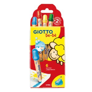 Supermatitoni - diametro mina 7 mm - lavabili - colori assortiti - con temperino - Giotto - astuccio 6 pezzi - immagine 1