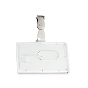 Portabadge rigido Pocket - clip in plastica - 5,3 x 8,5 cm - Fellowes - immagine 1