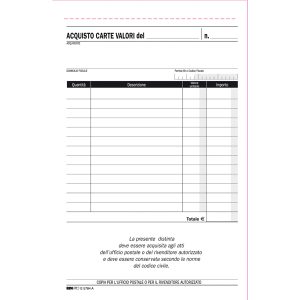 Blocco acquisto valori bollati - 50/50 fogli autoricalcanti - 23 x 15cm - Edipro - immagine 2