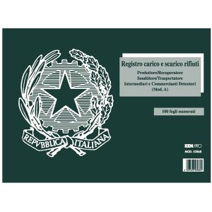 Registro carico/scarico rifiuti detentori (Mod. A) - 22,5 x 29,7cm - 100pg - numerate - Edipro - immagine 1