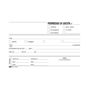 Blocco permesso uscita - 9,9 x 17cm - 50/50 fogli autoricalcanti - Edipro - immagine 2