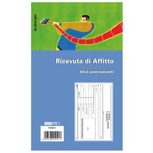 Blocco ricevute d'affitto - 50/50 fogli autoricaricanti - 9,9 x 17cm - 50 fogli - Edipro - immagine 1