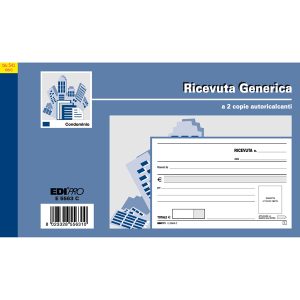 Blocco ricevute generiche - 50 fogli 2 copie autoricaricanti - 9,9 x 17cm - 50 fogli - Edipro - immagine 1