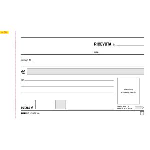 Blocco ricevute generiche - 50 fogli 2 copie autoricaricanti - 9,9 x 17cm - 50 fogli - Edipro - immagine 2