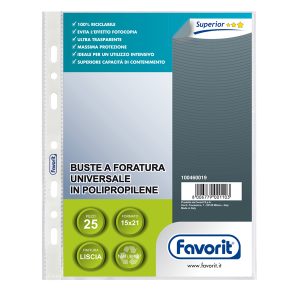 Buste forate Special PP - Superior - liscio - 15x21 cm - trasparente - Favorit - conf. 25 pezzi - immagine 1