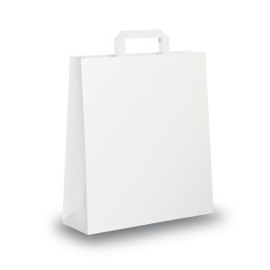 Shopper - maniglia piattina - 18 x 8 x 25 cm - carta kraft - bianco - Mainetti Bags - conf. 25 pezzi - immagine 1