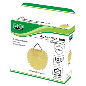 Appendicartelli adesivi - 3,5 cm - tela gommata - avana - Lebez - conf. 100 pezzi - immagine 1
