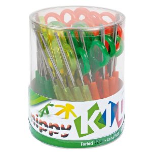 Forbici per mancini centimetrate - 13,5 cm - colori assortiti - Lebez - barattolo 24 pezzi - immagine 1