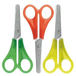 Forbici per mancini centimetrate - 13,5 cm - colori assortiti - Lebez - barattolo 24 pezzi - immagine 2