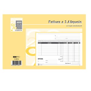 Blocco fatture 3 aliquote Iva - 50 fogli 2 copie autoricalcanti - 15 x 23cm - Edipro - immagine 1
