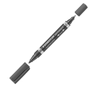 Pennarello Lumocolor Permanent Duo 348 punta feltro - punta 0,6mm e 1,5mm - nero - Staedtler - immagine 1