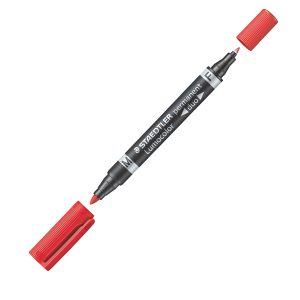 Pennarello Lumocolor Permanent Duo 348 punta feltro - punta 0,6mm e 1,5mm - rosso - Staedtler - immagine 1