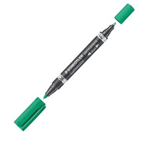 Pennarello Lumocolor Permanent Duo 348 punta feltro - punta 0,6mm e 1,5mm - verde - Staedtler - immagine 1