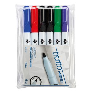 Pennarello a secco Tratto Memo per lavagne cancellabili  - punta conica - tratto 2,5mm - astuccio 6 colori - Tratto - immagine 1