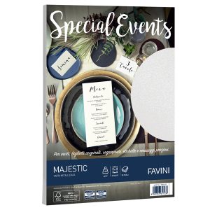 Carta metallizzata Special Events - A4 - 120 gr - bianco - Favini - conf. 20 fogli - immagine 1