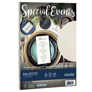 Carta metallizzata Special Events - A4 - 120 gr - crema - Favini - conf. 20 fogli - immagine 1