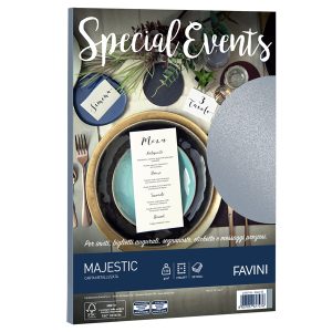 Carta metallizzata Special Events - A4 - 120 gr - argento - Favini - conf. 20 fogli - immagine 1