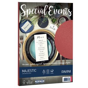 Carta metallizzata Special Events - A4 - 120 gr - rosso - Favini - conf. 20 fogli - immagine 1