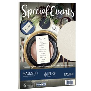 Carta metallizzata Special Events - A4 - 250 gr - crema - Favini - conf. 10 fogli - immagine 1