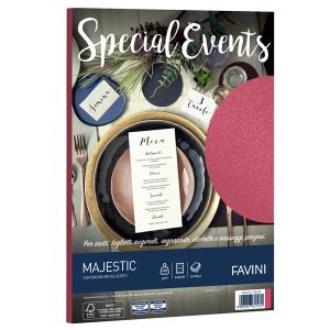 Carta metallizzata Special Events - A4 - 250 gr - rosso - Favini - conf. 10 fogli - immagine 1