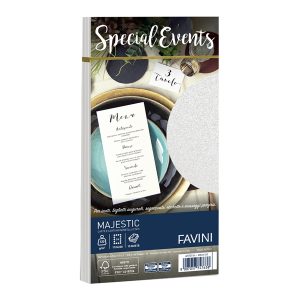 Busta Special Events metal - bianco - 110 x 220mm - 120gr - Favini - conf. 10 buste - immagine 1