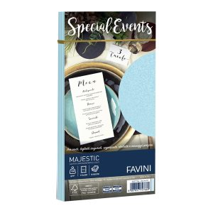 Busta Special Events metal - azzurro - 110 x 220mm - 120gr - Favini - conf. 10 buste - immagine 1