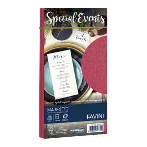 Busta Special Events metal - rosso - 110 x 220mm - 120gr - Favini - conf. 10 buste - immagine 1