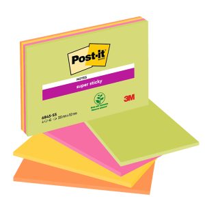 Blocco foglietti Post it® Super Sticky Meeting Notes - 6845-SSP - 203 x 152 mm - giallo/rosa neon - 45 fogli - Post it® - immagine 1