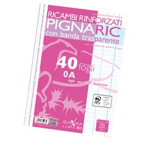 Ricambi forati rinforzati Pignaric - A4 - rigo di 1a - 40 fogli - 80gr - Pigna - immagine 1