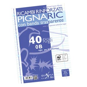 Ricambi forati rinforzati Pignaric - A4 - rigo di 3a - 40 fogli - 80gr - Pigna - immagine 1