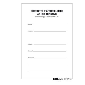 Fascicolo contratto di locazione libero - 29,7 x 21cm - Edipro - immagine 1