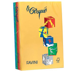 Carta Le Cirque - A4 - 160 gr - mix 5 colori intensi - Favini - conf. 250 fogli - immagine 1