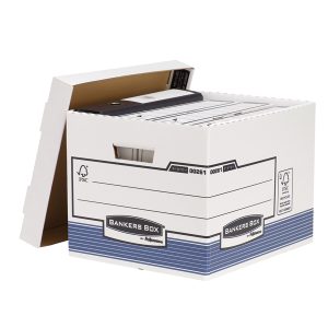 Scatola archivio Bankers Box System - con coperchio - 33,3x28,5x38 cm - bianco - Fellowes - immagine 1
