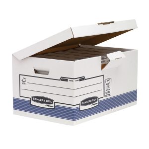 Scatola archivio Bankers Box System - con coperchio a ribalta - 37,8x29,3x54,5 cm - bianco - Fellowes - immagine 1
