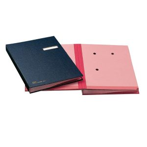 Libro firma - 18 intercalari - con porta etichette - 24x34 cm - blu - Fraschini - immagine 1