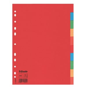 Separatore Economy - 10 tasti - cartoncino colorato 160 gr - A4 - multicolore - Esselte - immagine 1