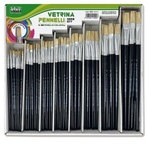 Pennello punta piatta serie 577 - punta a spatola in pura setola - Lebez - Assortimeno vetrinetta 168 pezzi - immagine 1