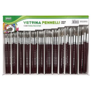 Pennelli punta tonda - pelo di pony - serie 9124 - Lebez - assortimento vetrinetta 228 pezzi - immagine 1