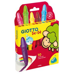 Pastelli cera super - lunghezza 7,5mm con Ø 11mm - colori assortiti - Giotto bebe - astuccio 10 superpastelloni - immagine 1