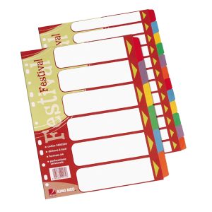 Separatore Festival - 12 tasti neutri colorati - cartoncino 140 gr - A4 - multicolore - King Mec - immagine 1